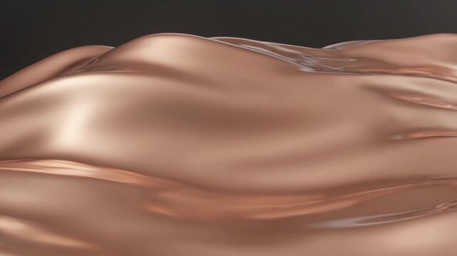 Abstract flowing rose gold liquid metal waves background