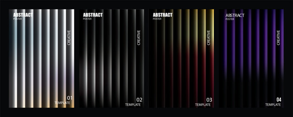 Obraz premium Abstract creative vector poster set, gradient line art background with colorful light, template for modern concept.
