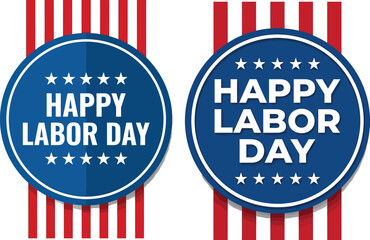 Happy labor day badges with american flag stripes patriotic holiday greetings © MD KAIUME