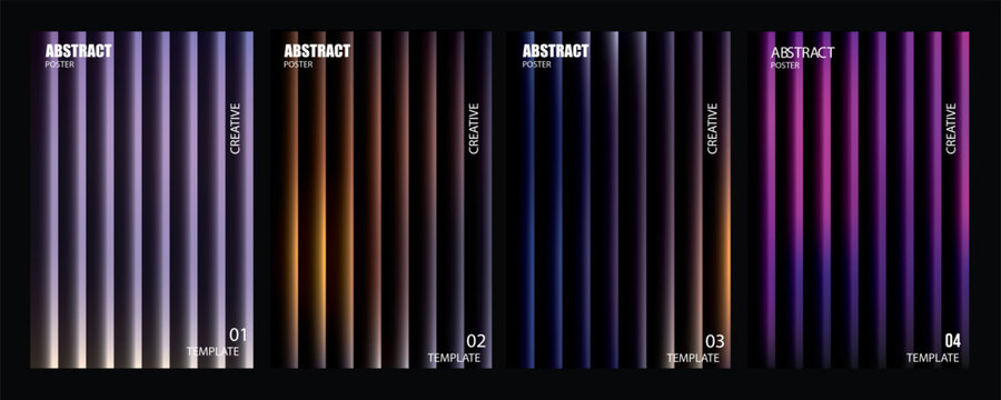 Abstract vertical stripes with glowing gradient effect abstract poster template with copy space on black background with number 03.