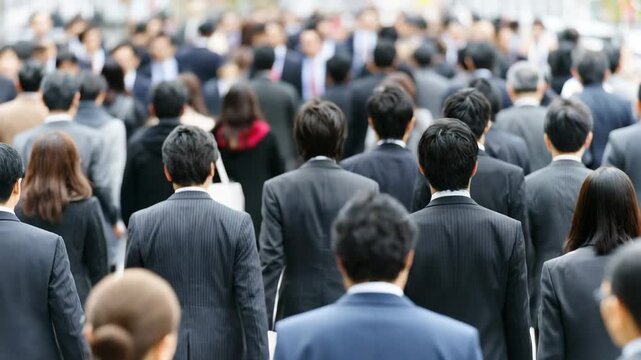 Crowd of people walking 