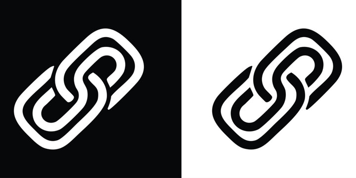 Link Chain Icon Set in Black and White for Connection Concepts eps 10.