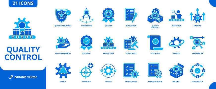 quality control glyph dual collor style icon packs editable vektor new concept for bussines industrial
