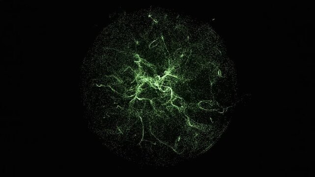 Luminous Green Object in Space - This video features an animated green, glowing sphere set again