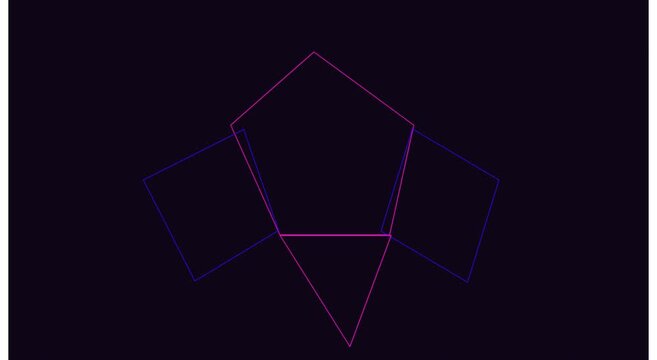 Abstract geometric neon line animation: pulsing pentagonal shape motion animation