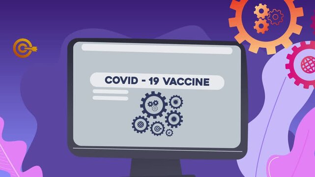 Covid-19 Vaccine landing page design with modern flat graphic elements