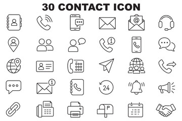 Fototapeta premium Website web icons in line style. Search, internet, mail, contact, support, www, phone, globe, navigation, online interface, business set. Editable stroke. Vector illustration