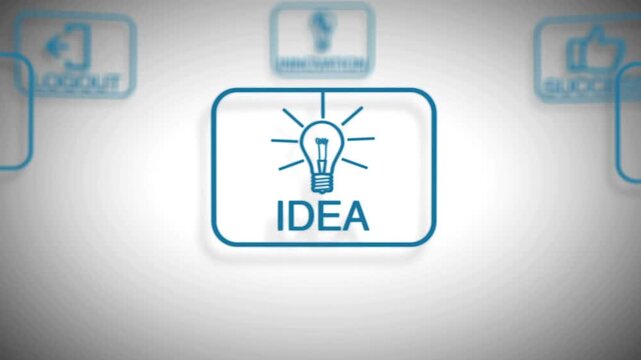 3D computer mouse cursor clicking an idea button with a lightbulb