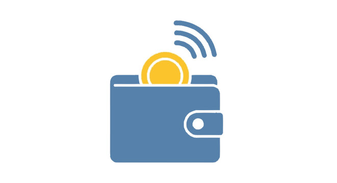 Minimalist graphic illustration of a partial blue wallet or folder wit