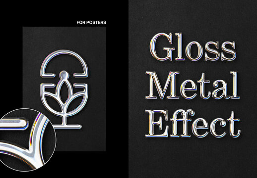 Vertical Glossy Chrome Text And Logo Effect For Poster And Branding