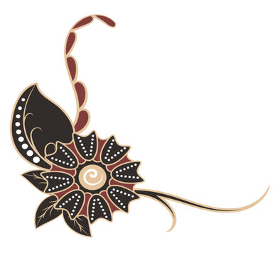 Decorative Indonesian batik flower illustration featuring elegant traditional patterns