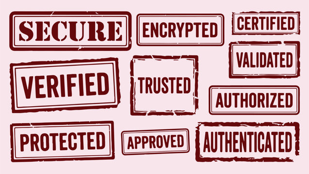 corporate security stamp pattern, encrypted trusted document illustration, business security stamp background, secure status mark print, security document icon set, trusted status art design, security