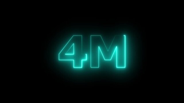 4 million follower calibration, online community appreciation thank you animation on black background,social media followers celebration digital neon motion background