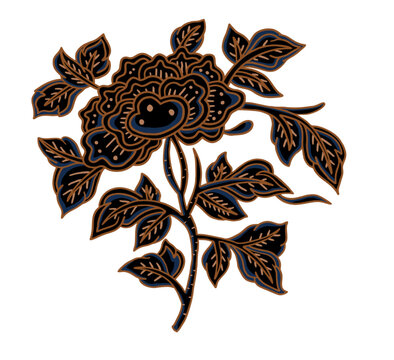 Batik flower element illustration featuring elegant floral motifs inspired by traditional Indonesian batik art
