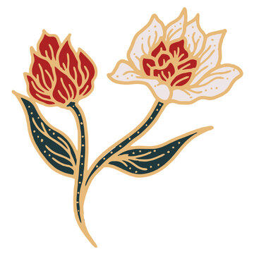 Traditional batik floral design illustration featuring elegant ethnic patterns and decorative flower motifs