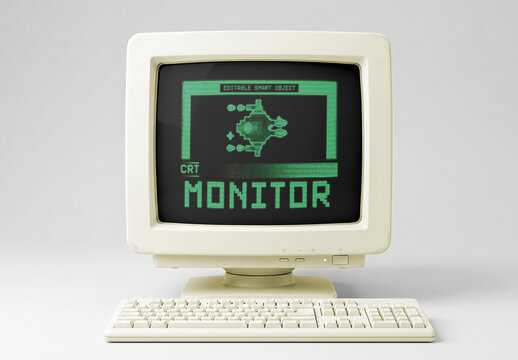 Vintage CRT Monitor Screen Photo Effect
