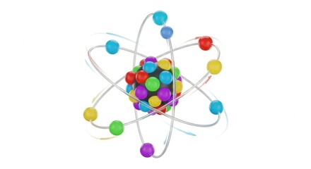 Obraz premium colorful atom model with orbiting electrons