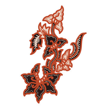 Traditional floral batik design featuring elegant leaf patterns in rich brown and cream tones