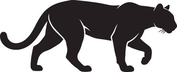 Black Panther Silhouette Vector, Wild Cat Icon, Powerful Predator Graphic, Elegant Feline Art, Jungle Animal Illustration, Stealthy Big Cat Design © Shafiul
