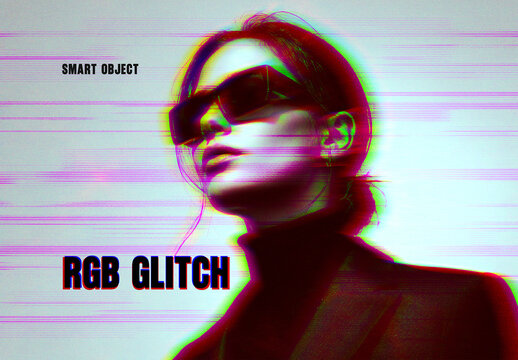 RGB Glitch Photo Effect Mockup