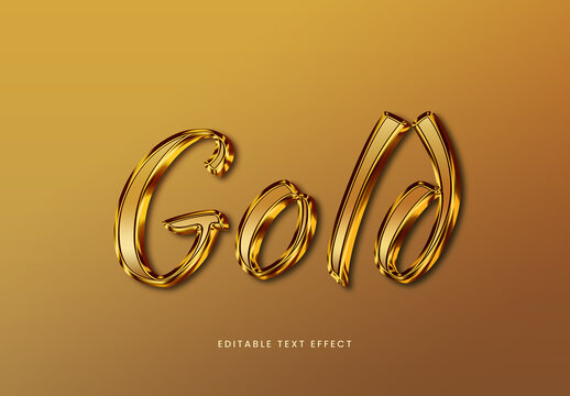 Golden 3D Text Effect Mockup