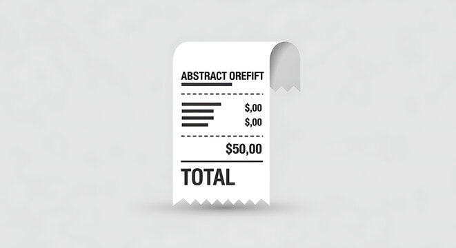 Receipt mockup showing abstract price breakdown with total amount highlighted.