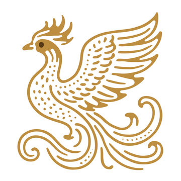 Phoenix bird illustrated in elegant batik style with intricate traditional patterns and cultural artistic details