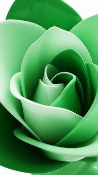 Abstract emerald green wave ribbons flowing across a clean white background