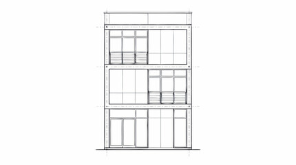 Modern Architectural Sketch of a Three Story Building Facade. © Agus