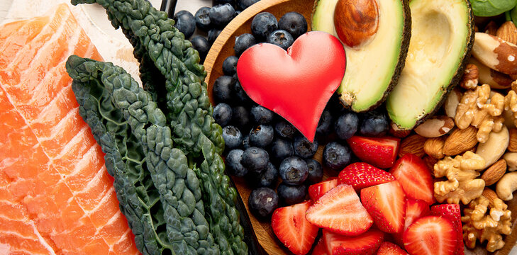 Healthy food for heart. Heart-healthy diet products.