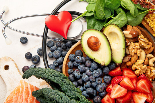 Healthy food for heart. Heart-healthy diet products.