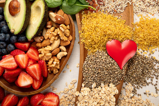 Healthy food for heart. Heart-healthy diet products.