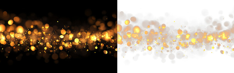 Warm golden bokeh with confetti sparkle and glowing background PNG © Антон Миргородський