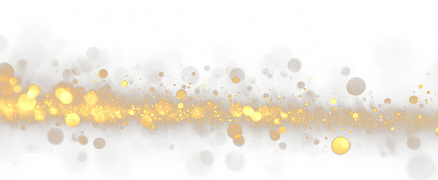 Golden glitter confetti with soft bokeh light effect PNG
