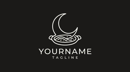 Fototapeta premium Minimalist crescent moon logo design.