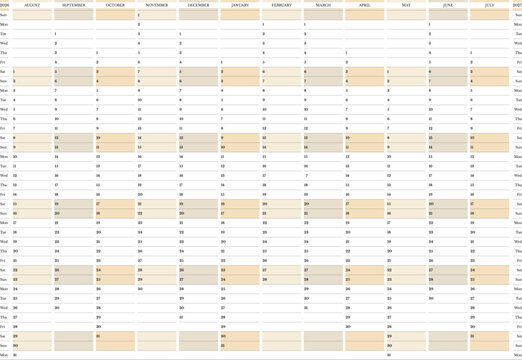 2026-2027 Minimal Academic Wall Planner, from August 2026 to July 2027, extra large A0 Template with Sunday Start in landscape orientation