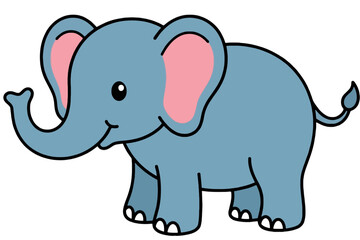 Fototapeta premium Cute Cartoon Elephant Illustration for Children Educational Content