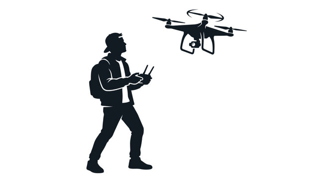 Man operating a remote control drone.