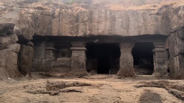 Rock cut ancient caves of Harishchandragad near Pune.
