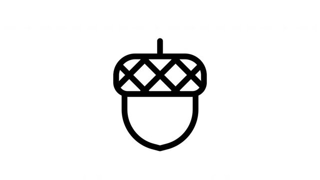 Animated acorn icon showing swinging motion for nature, autumn and wildlife videos