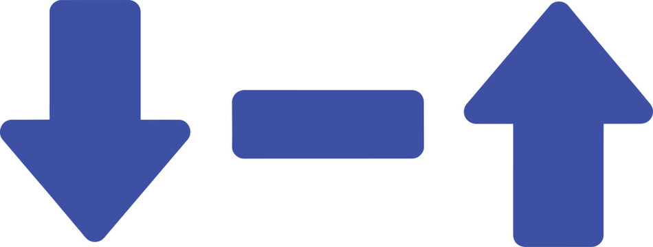 Down arrow symbol and up arrow symbol separated by a horizontal bar indicating comparison or change