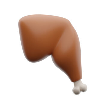 Cooked Chicken Leg 3d illustration