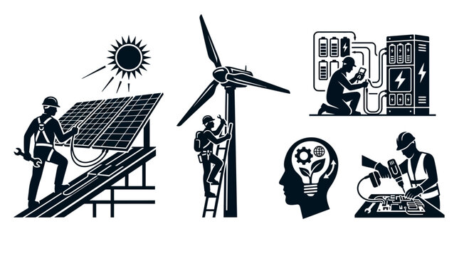 People working on renewable energy systems.