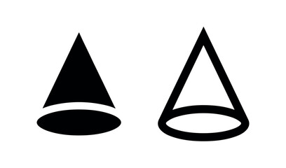 Fototapeta premium Cone icons, solid and outlined, symbolizing geometric shapes