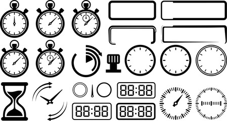Fototapeta premium Stopwatch and clock timer icon set for time management design