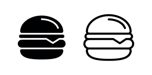 Fototapeta premium Classic Hamburger Fast Food Flat and Outline Icons