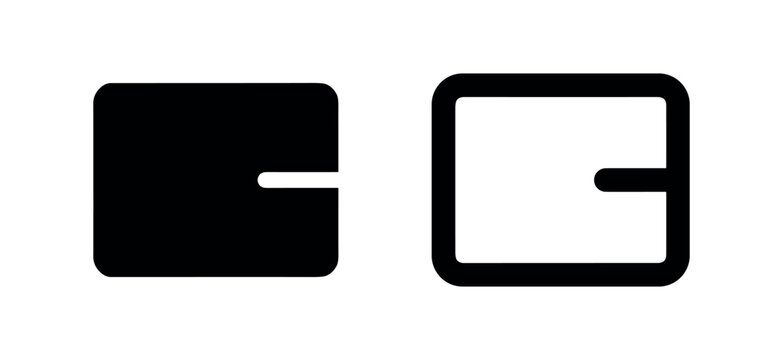 Square with notch icon set, tab or interface element symbol.