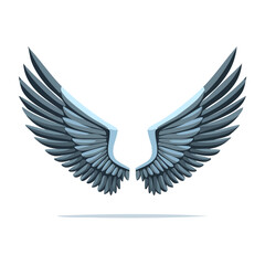 Fototapeta premium Graphic illustration of a pair of blue and gray wings