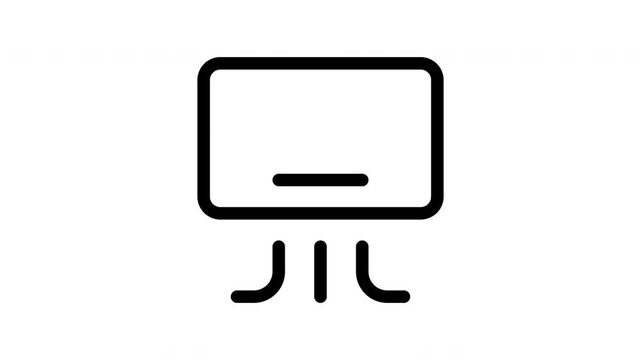 Animated air conditioner icon showing cool airflow motion for home appliance and smart control
