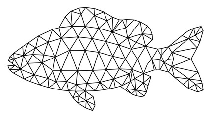 Black line art polygonal fish shape.